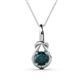 1 - Caron 6.50 mm Round London Blue Topaz Solitaire Love Knot Pendant Necklace 