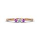 1 - Shirley 3.50 mm Round Lab Grown Diamond and Amethyst Three Stone Engagement Ring 