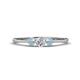 1 - Shirley 4.00 mm Round Lab Grown Diamond and Aquamarine Three Stone Engagement Ring 