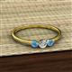 2 - Shirley 4.00 mm Round Lab Grown Diamond and Blue Topaz Three Stone Engagement Ring 