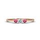 1 - Shirley 4.00 mm Round Lab Grown Diamond and Pink Tourmaline Three Stone Engagement Ring 