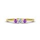 1 - Shirley 4.00 mm Round Lab Grown Diamond and Amethyst Three Stone Engagement Ring 