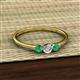 2 - Shirley 4.00 mm Round Lab Grown Diamond and Emerald Three Stone Engagement Ring 