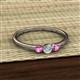 2 - Shirley 4.00 mm Round Lab Grown Diamond and Pink Sapphire Three Stone Engagement Ring 