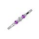 3 - Shirley 4.00 mm Round Lab Grown Diamond and Amethyst Three Stone Engagement Ring 