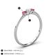4 - Shirley 4.00 mm Round Lab Grown Diamond and Pink Tourmaline Three Stone Engagement Ring 