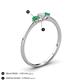 4 - Shirley 4.00 mm Round Lab Grown Diamond and Emerald Three Stone Engagement Ring 