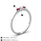 4 - Shirley 4.00 mm Round Lab Grown Diamond and Ruby Three Stone Engagement Ring 