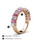 4 - Alaya Emerald Cut Pink Sapphire and Diamond 14 Stone Wedding Band 