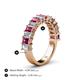 4 - Alaya Emerald Cut Pink Tourmaline and Diamond 14 Stone Wedding Band 