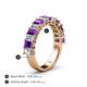 4 - Alaya Emerald Cut Amethyst and Diamond 14 Stone Wedding Band 
