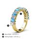 4 - Alaya Emerald Cut Blue Topaz and Diamond 14 Stone Wedding Band 