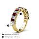 4 - Alaya Emerald Cut Red Garnet and Diamond 14 Stone Wedding Band 
