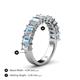 4 - Alaya Emerald Cut Aquamarine and Diamond 14 Stone Wedding Band 