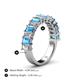 4 - Alaya Emerald Cut Blue Topaz and Diamond 14 Stone Wedding Band 