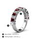 4 - Alaya Emerald Cut Red Garnet and Diamond 14 Stone Wedding Band 