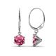 1 - Calla Pink Tourmaline (6.5mm) Solitaire Dangling Earrings 