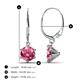2 - Calla Pink Tourmaline (6.5mm) Solitaire Dangling Earrings 