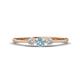 1 - Shirley 4.00 mm Round Aquamarine and Lab Grown Diamond Three Stone Engagement Ring 