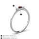 4 - Shirley 4.00 mm Round Red Garnet and Lab Grown Diamond Three Stone Engagement Ring 