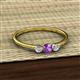 2 - Shirley 4.00 mm Round Amethyst and Lab Grown Diamond Three Stone Engagement Ring 