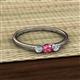 2 - Shirley 4.00 mm Round Pink Tourmaline and Lab Grown Diamond Three Stone Engagement Ring 