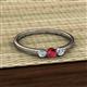 2 - Shirley 4.00 mm Round Ruby and Lab Grown Diamond Three Stone Engagement Ring 