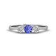 1 - Shirley 5.00 mm Round Tanzanite and Lab Grown Diamond Three Stone Engagement Ring 