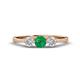 1 - Shirley 5.00 mm Round Emerald and Lab Grown Diamond Three Stone Engagement Ring 