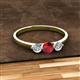 2 - Shirley 5.00 mm Round Ruby and Lab Grown Diamond Three Stone Engagement Ring 