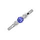 3 - Shirley 5.00 mm Round Tanzanite and Lab Grown Diamond Three Stone Engagement Ring 