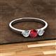 2 - Shirley 5.00 mm Round Ruby and Lab Grown Diamond Three Stone Engagement Ring 