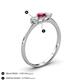 4 - Shirley 5.00 mm Round Rhodolite Garnet and Lab Grown Diamond Three Stone Engagement Ring 