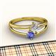 2 - Ria 4.00 mm Round Tanzanite and Diamond Split Shank 2 Stone Engagement Ring 