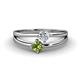 1 - Ria 4.00 mm Round Peridot and Diamond Split Shank 2 Stone Engagement Ring 