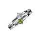 3 - Ria 4.00 mm Round Peridot and Diamond Split Shank 2 Stone Engagement Ring 