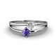 1 - Ria 4.00 mm Round Iolite and Diamond Split Shank 2 Stone Engagement Ring 