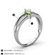 4 - Ria 4.00 mm Round Peridot and Diamond Split Shank 2 Stone Engagement Ring 