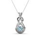 1 - Amanda 5.00 mm Round Aquamarine Solitaire Infinity Love Knot Pendant Necklace 