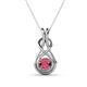 1 - Amanda 5.00 mm Round Rhodolite Garnet Solitaire Infinity Love Knot Pendant Necklace 