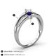 4 - Ria 4.00 mm Round Blue Sapphire and Diamond Split Shank 2 Stone Engagement Ring 