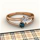 2 - Ria 4.00 mm Round London Blue Topaz and Diamond Split Shank 2 Stone Engagement Ring 