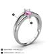 4 - Ria 4.00 mm Round Pink Sapphire and Lab Grown Diamond Split Shank 2 Stone Engagement Ring 