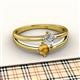 2 - Ria 4.00 mm Round Citrine and Lab Grown Diamond Split Shank 2 Stone Engagement Ring 