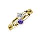 3 - Ria 4.00 mm Round Iolite and Lab Grown Diamond Split Shank 2 Stone Engagement Ring 