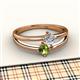 2 - Ria 4.00 mm Round Peridot and Lab Grown Diamond Split Shank 2 Stone Engagement Ring 