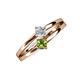 3 - Ria 4.00 mm Round Peridot and Lab Grown Diamond Split Shank 2 Stone Engagement Ring 