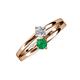 3 - Ria 4.00 mm Round Emerald and Lab Grown Diamond Split Shank 2 Stone Engagement Ring 