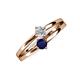 3 - Ria 4.00 mm Round Blue Sapphire and Lab Grown Diamond Split Shank 2 Stone Engagement Ring 