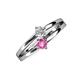3 - Ria 4.00 mm Round Pink Sapphire and Lab Grown Diamond Split Shank 2 Stone Engagement Ring 